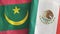 Mexico and Mauritania two flags textile cloth 3D rendering