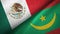 Mexico and Mauritania two flags textile cloth, fabric texture