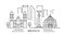 Mexico minimal style City Outline Skyline with Typographic. Vector cityscape with famous landmarks. Illustration for