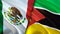Mexico and Mozambique flags. 3D Waving flag design. Mexico Mozambique flag, picture, wallpaper. Mexico vs Mozambique image,3D