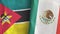 Mexico and Mozambique two flags textile cloth 3D rendering