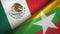 Mexico and Myanmar two flags textile cloth, fabric texture