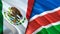 Mexico and Namibia flags. 3D Waving flag design. Mexico Namibia flag, picture, wallpaper. Mexico vs Namibia image,3D rendering.