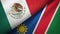 Mexico and Namibia two flags textile cloth, fabric texture