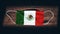 Mexico National Flag at medical, surgical, protection mask on black wooden background. Coronavirus Covidâ€“19, Prevent infection,