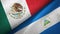 Mexico and Nicaragua two flags textile cloth, fabric texture
