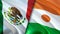 Mexico and Niger flags. 3D Waving flag design. Mexico Niger flag, picture, wallpaper. Mexico vs Niger image,3D rendering. Mexico