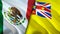 Mexico and Niue flags. 3D Waving flag design. Mexico Niue flag, picture, wallpaper. Mexico vs Niue image,3D rendering. Mexico Niue