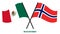 Mexico and Norway Flags Crossed And Waving Flat Style. Official Proportion. Correct Colors