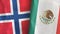 Mexico and Norway two flags textile cloth 3D rendering