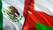 Mexico and Oman flags. 3D Waving flag design. Mexico Oman flag, picture, wallpaper. Mexico vs Oman image,3D rendering. Mexico Oman