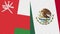 Mexico and Oman Two Half Flags Together
