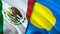 Mexico and Palau flags. 3D Waving flag design. Mexico Palau flag, picture, wallpaper. Mexico vs Palau image,3D rendering. Mexico