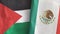 Mexico and Palestine two flags textile cloth 3D rendering