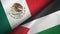 Mexico and Palestine two flags textile cloth, fabric texture