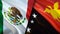 Mexico and Papua New Guinea flags. 3D Waving flag design. Mexico Papua New Guinea flag, picture, wallpaper. Mexico vs Papua New