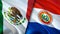 Mexico and Paraguay flags. 3D Waving flag design. Mexico Paraguay flag, picture, wallpaper. Mexico vs Paraguay image,3D rendering