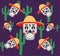 Mexico pattern with skull in hat, cactus, cross and candles . Day of the dead sugar skull banner for mexican celebration.