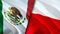 Mexico and Poland flags. 3D Waving flag design. Mexico Poland flag, picture, wallpaper. Mexico vs Poland image,3D rendering.