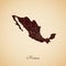 Mexico region map: retro style brown outline on.