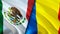 Mexico and Romania flags. 3D Waving flag design. Mexico Romania flag, picture, wallpaper. Mexico vs Romania image,3D rendering.