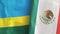 Mexico and Rwanda two flags textile cloth 3D rendering