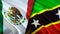 Mexico and Saint Kitts and Nevis flags. 3D Waving flag design. Mexico Saint Kitts and Nevis flag, picture, wallpaper. Mexico vs