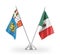 Mexico and Saint Pierre and Miquelon table flags isolated on white 3D rendering
