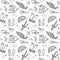 Mexico seamless pattern doodle elements, Hand drawn sketch mexican traditional sombrero hat, boots, poncho, cactus and tequila bot