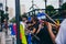 MEXICO - SEPTEMBER 20: young adults playing performing with violins on the street to gather money for the earthquake victims