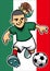 Mexico soccer player with flag background