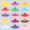 Mexico sombrero hat variations stickers set