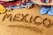 Mexico summer beach writing sign