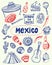 Mexico Symbols Pen Drawn Doodles Vector Collection