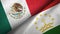 Mexico and Tajikistan two flags textile cloth, fabric texture
