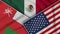 Mexico United States of America Oman Flags Together Fabric Texture Illustration