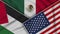 Mexico United States of America Palestine Flags Together Fabric Texture Illustration