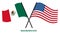 Mexico and United States Flags Crossed And Waving Flat Style. Official Proportion. Correct Colors