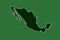 Mexico vector map with single border line boundary using green color area on dark background illustration