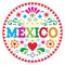 Mexico vector pattern, Mexican colorful folk art design, vibrant floral ornament