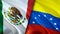 Mexico and Venezuela flags. 3D Waving flag design. Mexico Venezuela flag, picture, wallpaper. Mexico vs Venezuela image,3D
