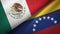 Mexico and Venezuela two flags textile cloth, fabric texture