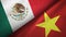 Mexico and Vietnam two flags textile cloth, fabric texture