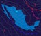 Mexico.Weather map of the Mexico. Meteorological forecast on a dark background. Realistic and Editable synoptic map of