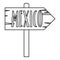 Mexico wooden direction arrow sign icon