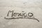 Mexico written in sand