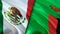Mexico and Zambia flags. 3D Waving flag design. Mexico Zambia flag, picture, wallpaper. Mexico vs Zambia image,3D rendering.