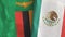 Mexico and Zambia two flags textile cloth 3D rendering