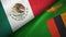 Mexico and Zambia two flags textile cloth, fabric texture