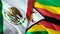 Mexico and Zimbabwe flags. 3D Waving flag design. Mexico Zimbabwe flag, picture, wallpaper. Mexico vs Zimbabwe image,3D rendering